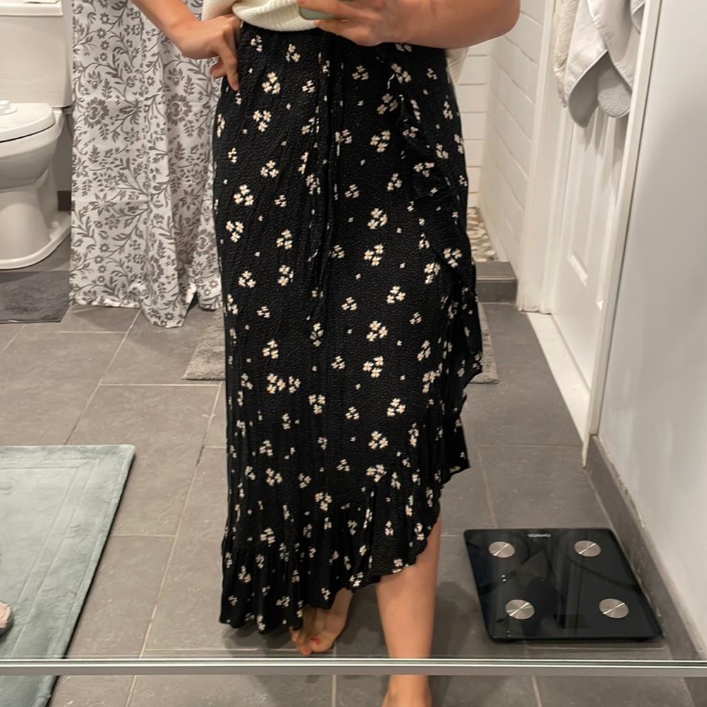 Asymmetrical floral skirt